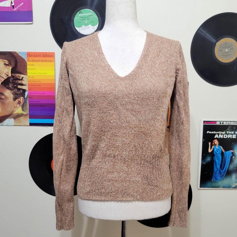 The Limited | Vintage Wool Blend Orange V-Neck Sweater